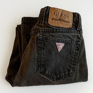 Vtg 80s Guess Georges Marciano Black Acid Wash Ankle Zip Jeans 39015 USA Size 26